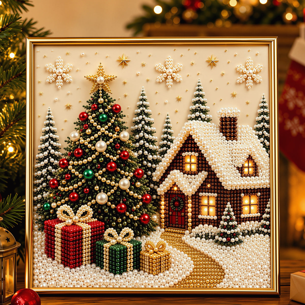 Christmas Cottage pearl diamond painting