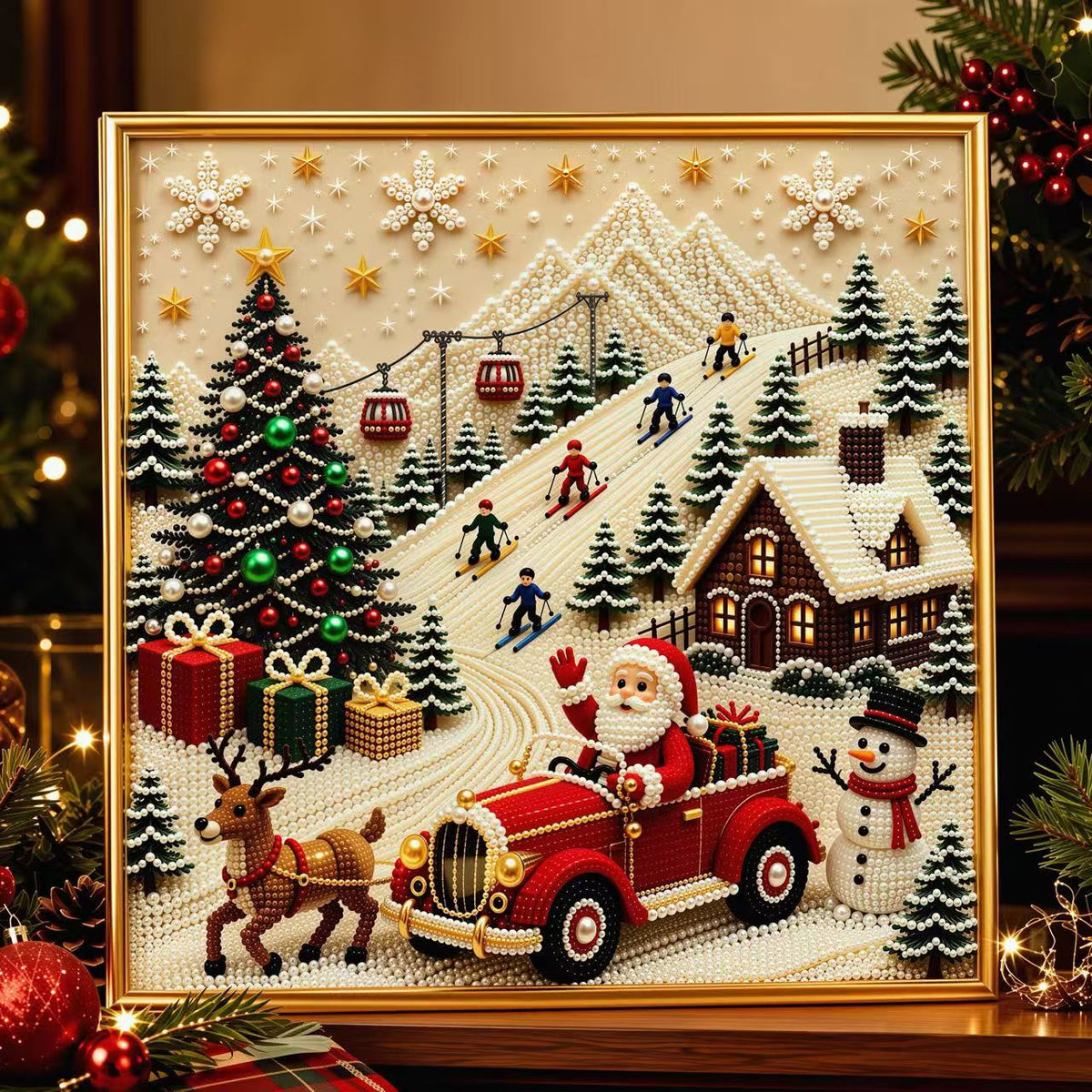 Santa’s Snowy Adventure pearl diamond painting