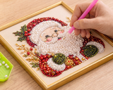 Place pearl beads on a Santa design